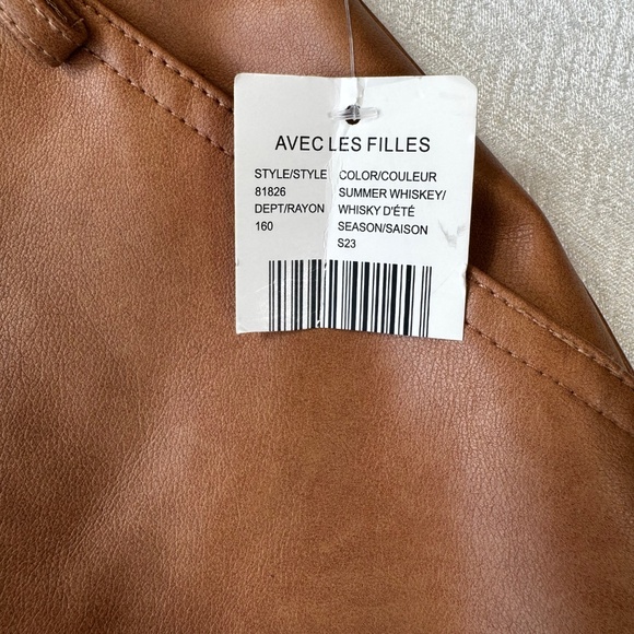 NWT Avec Les Filles High Rise Vegan Leather Wide Leg Cargo Pants Women Sz M - Picture 8 of 14